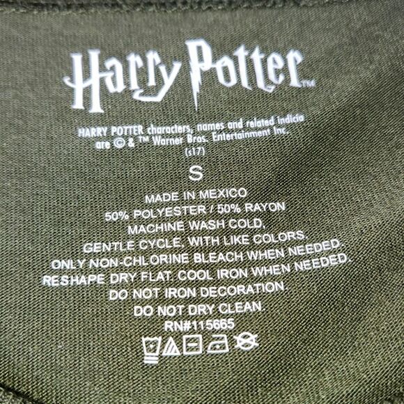 NWT HARRY POTTER T-Shirt Olive with Metallic Gold lettering size Large - Picture 6 of 8